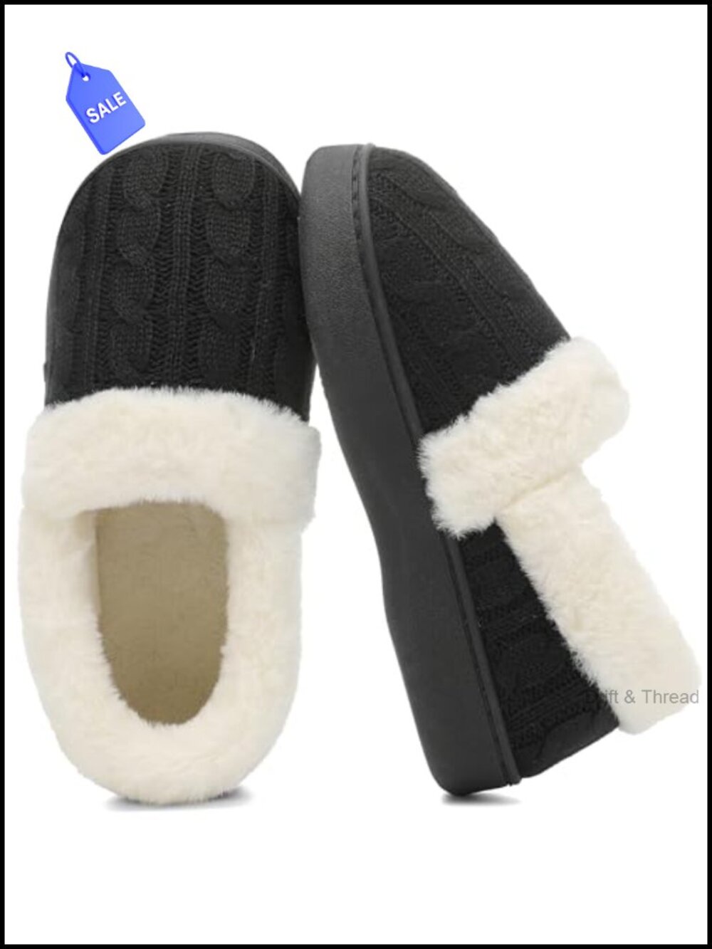 Fuzzy House Slippers Faux Fur Lined Memory Foam Non Slip Indoor Outdoor